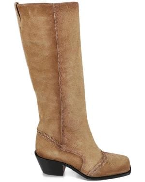 Ermanno Scervino Brogue-Detail Leather Boots - Brown