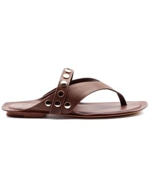 Elena Iachi Studded Leather Sandals - Brown