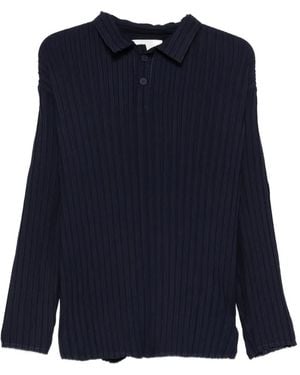 GONGDID DESIGN Pleated Polo Shirt - Blue