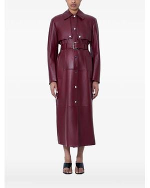 Sportmax Ledermantel Mit Gürtel - Rot