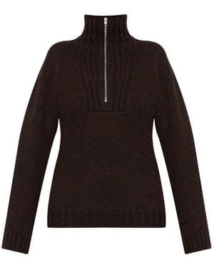 Jil Sander Jersey Con Media Cremallera - Negro