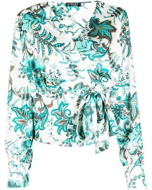 Liu Jo Paisley-print Wrap Blouse - Blue