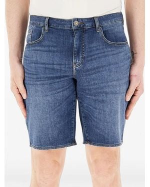 ARMANI EXCHANGE Logo-Patch Denim Shorts - Blue