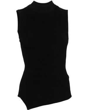 TOTEME Almaz Asymmetric Ribbed Tank Top - Black