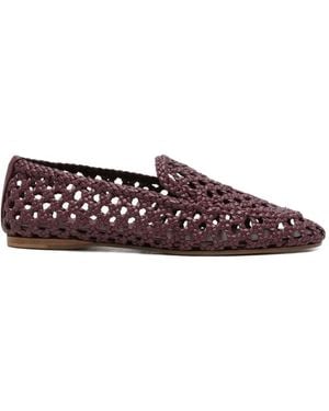 forte_forte Woven Sheepskin Flat Pumps - Purple