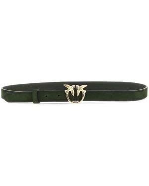 Pinko Suede Belt With Love Birds Buckle, 2 Cm - White
