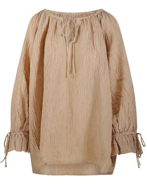 By Malene Birger Rose Ruffled-Sleeve Blouse - Natural