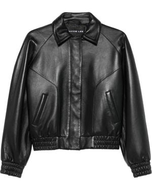 JACOB LEE Leather Blouson Jacket - Black