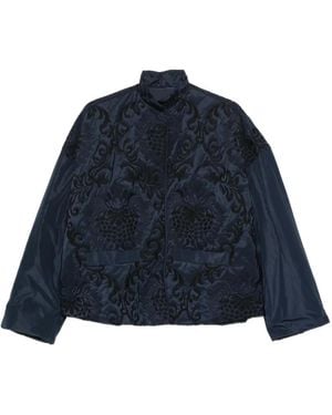 Whyci Giacca A Collo Alto Con Ricamo Damask - Blu