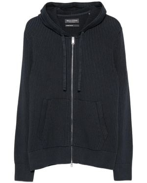 Marc O' Polo Ribbed-Knit Drawstring Hoodie - Blue