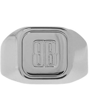 Balenciaga Nano Signet Logo-Detail Ring - Grey