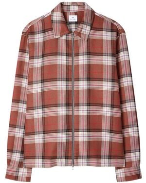 Paul Smith Zip-Up Checked Shirt - Red