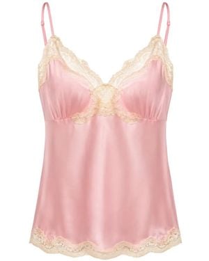 Gold Hawk Lace-Trim Top - Pink