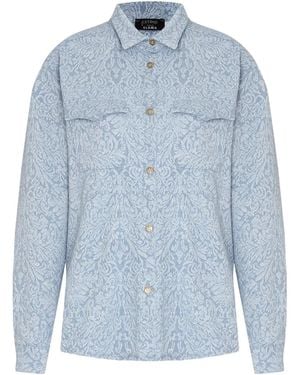 Amir Slama X Astrid Floral-Jacquard Shirt - Blue
