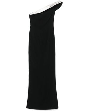 Jean Louis Sabaji Crystal-Embellished Crepe Dress - Black