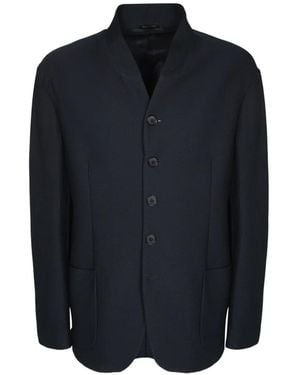 Giorgio Armani Honeycomb-Knit Stand-Collar Blazer - Blue
