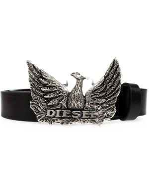 DIESEL Logo B-Phoenix Leather Belt - Black