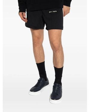 Palm Angels Logo-Print Side-Stripe Shorts - Black
