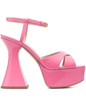 Moschino Calfskin Patent Leather Platform Sandals - Pink