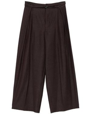 SOLOTRE Belted Pleated Palazzo Pants - White