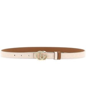 Gucci Marmont Reversible Leather Belt - White