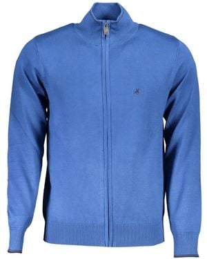 U.S. Grand Logo-Embroidered Zip-Up Cardigan - Blue