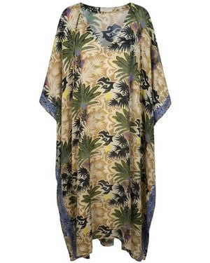 Anjuna Floral-Print Poncho-Style Maxi Dress - Green