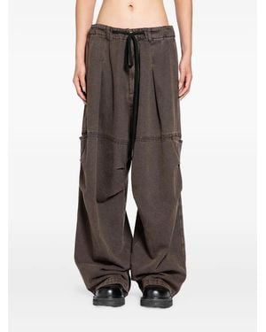 Andrea Ya'aqov Belt-Detail Cotton Jeans - Brown