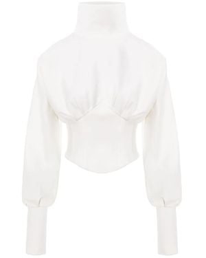 Hamza Top Nice A Collo Alto - Bianco