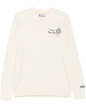 MC2 Saint Barth Watch New Embroidered Crew-Neck Sweater - White