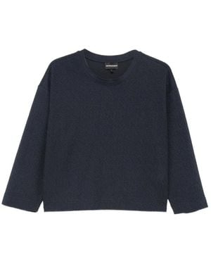 Emporio Armani Pullover Mit Fischgrätenmuster - Blau