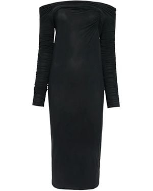 Amazuìn Robe Longue Froncée À Épaules Dénudées Janis - Black
