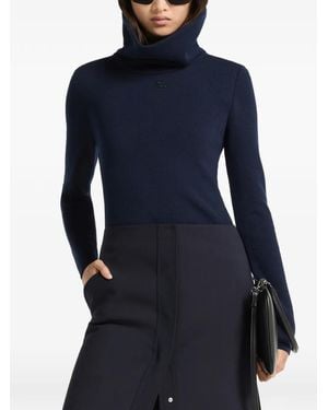 Courreges Logo-Patch High-Neck Jumper - Blue