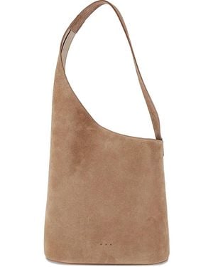 Aesther Ekme Lune Suede Curved Tote Bag - Natural
