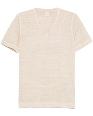 120% Lino T-Shirt À Col V - Blanc