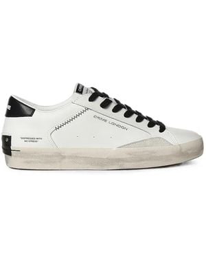 Crime London Distressed Leather Sneakers - White