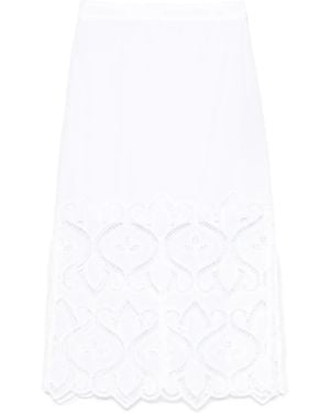 Luisa Cerano Falda midi bordada - Blanco
