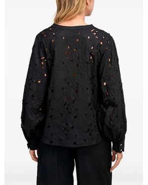 Pearl & Caviar Bluse Mit Lochstickerei - Schwarz