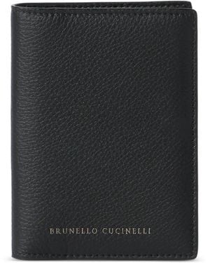 Brunello Cucinelli Grained Calfskin Passport Holder - Black