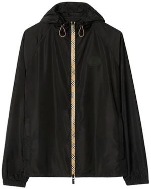 Burberry Contrasting-Trim Hooded Jacket - Black