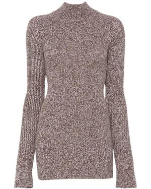 Sportmax Maglione A Coste Con Zip - Marrone