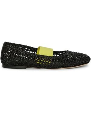 MSGM レザー フラットシューズ - ブラック