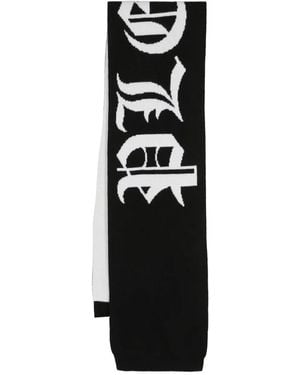 Philipp Plein Écharpe À Logo En Intarsia - Noir