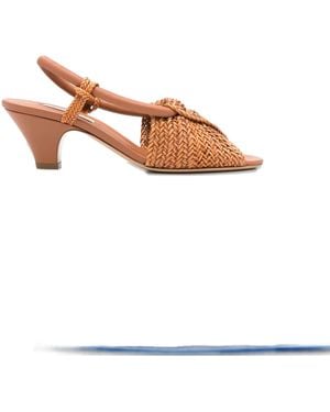 Casadei 50Mm Muny Woven Slingback Sandals - White