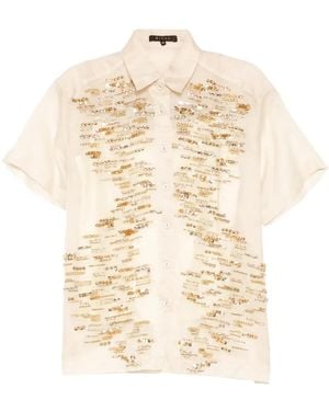 Biyan Organza Beaded Silk Shirt - Natural