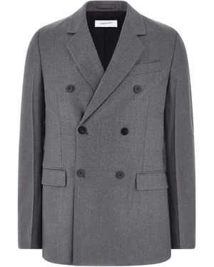 Ferragamo Double-Breasted Wool Blazer - Grey