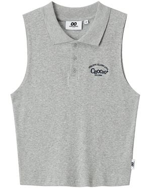 Chocoolate Logo-Embroidered Sleeveless Polo Shirt - Gray