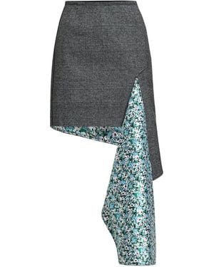Essentiel Antwerp Kuniko Checked Floral-Panel Mini Skirt - Grey
