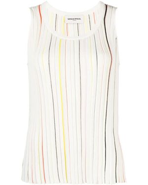 Sonia Rykiel Striped Cotton-Blend Tank Top - White