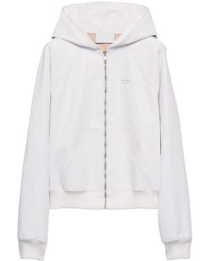 Prada Leather Zip-Up Hoodie - White